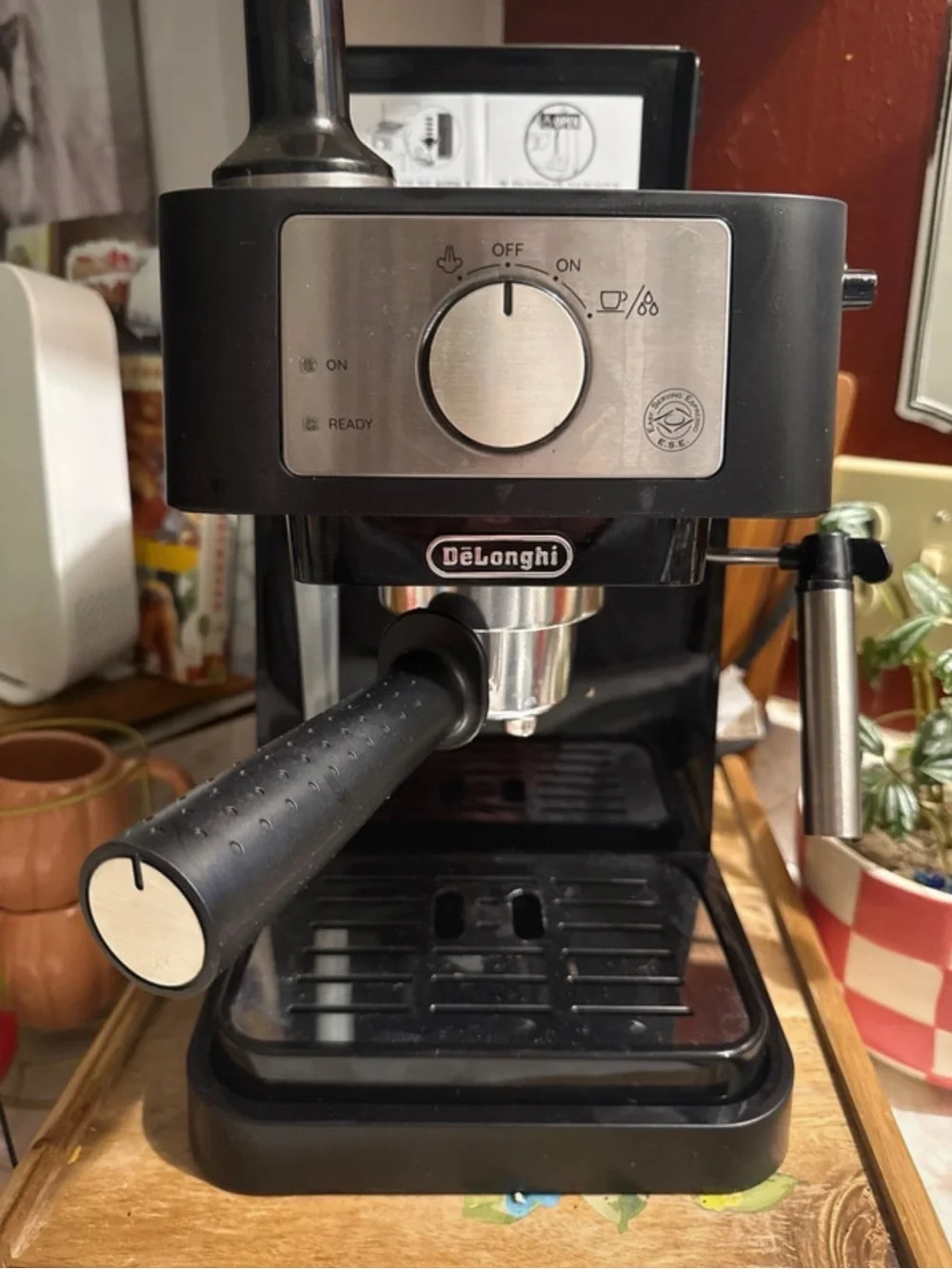 DeLonghi Black Espresso Machine with Steam Wand